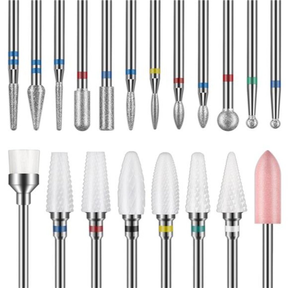 Nail Drill Bits 20Pcs, 3/32'' Ceramic Carbide Drill Bits for Nails, Nail Bits